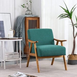 Soft chair with cushion and wooden legs