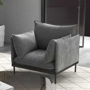 Blue armchair with iron legs